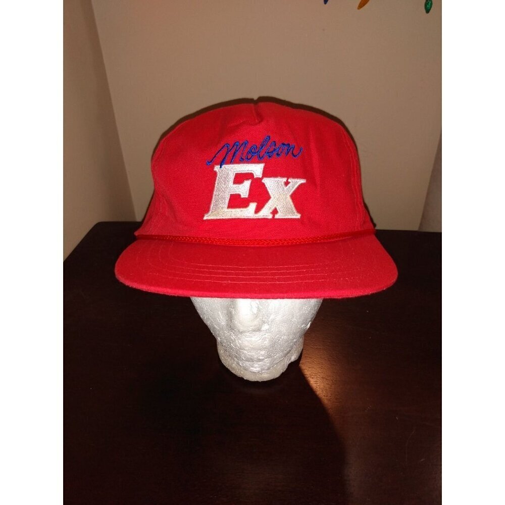 Vintage Molson Export Beer Snapback Hat Ex Red